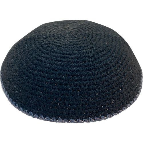 Kippah Black with Grey Line 17 cm