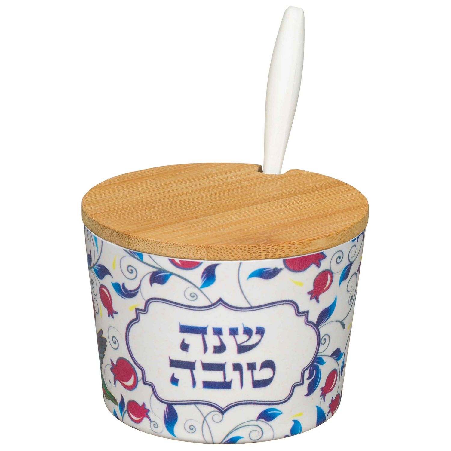 Honey Dish Bamboo &quot;Shana Tovah&quot; Pomegranate 6.5cm