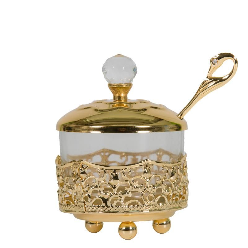 Honey Dish Gold Filigree 10cm