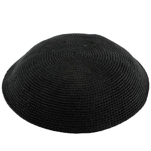 Kippah Black Knitted DMC 16 cm