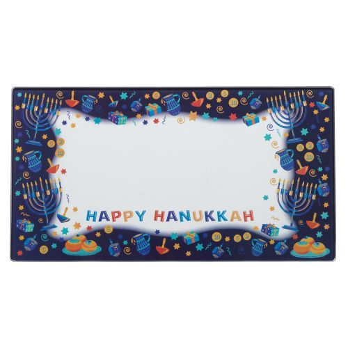Glass Tray Channukah 20cm x 37 cm