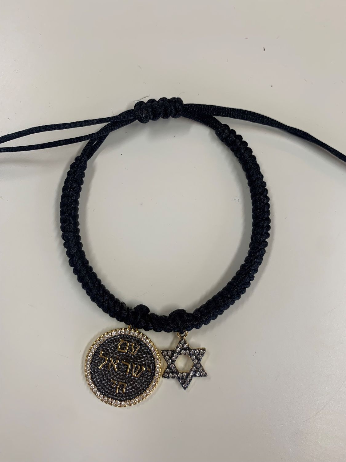 Bracelet Sara- Chai and Magen David Black Rope