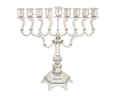 Menorah Nickel Plated  Diamond Design 28cm