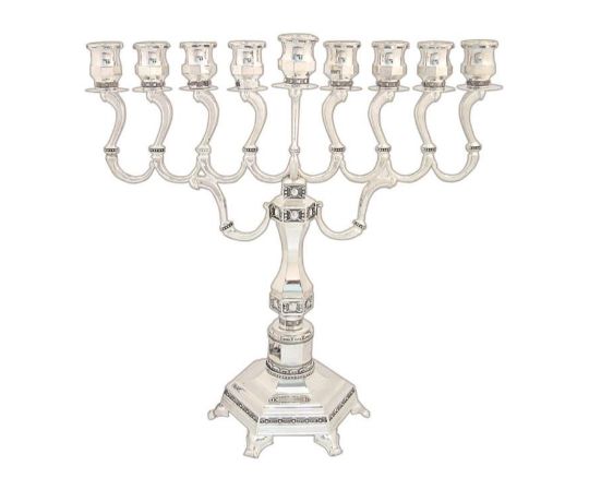 Menorah Nickel Plated  Diamond Design 28cm