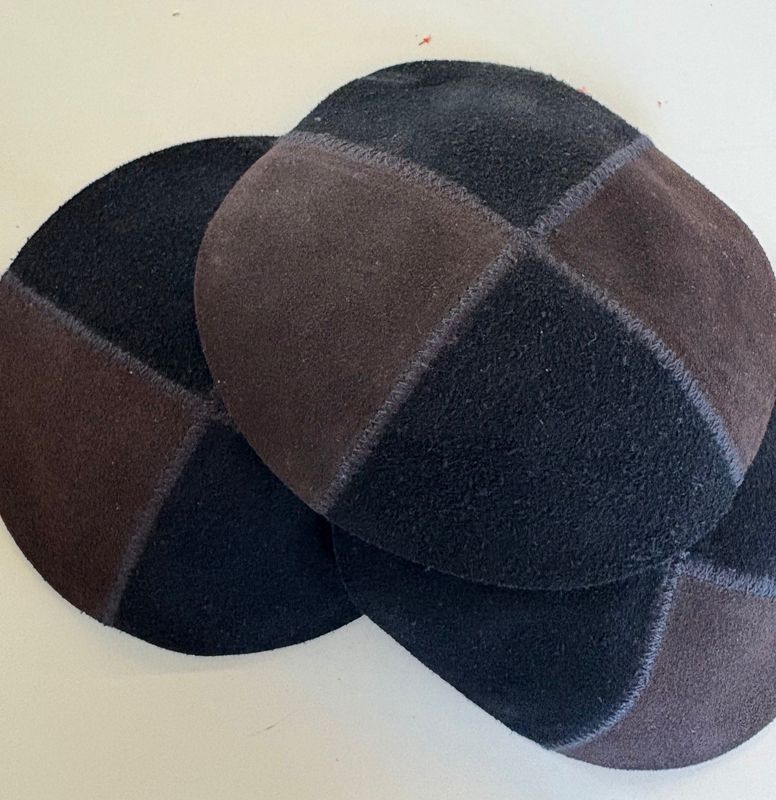 Black &amp; Brown Suede Kippah
