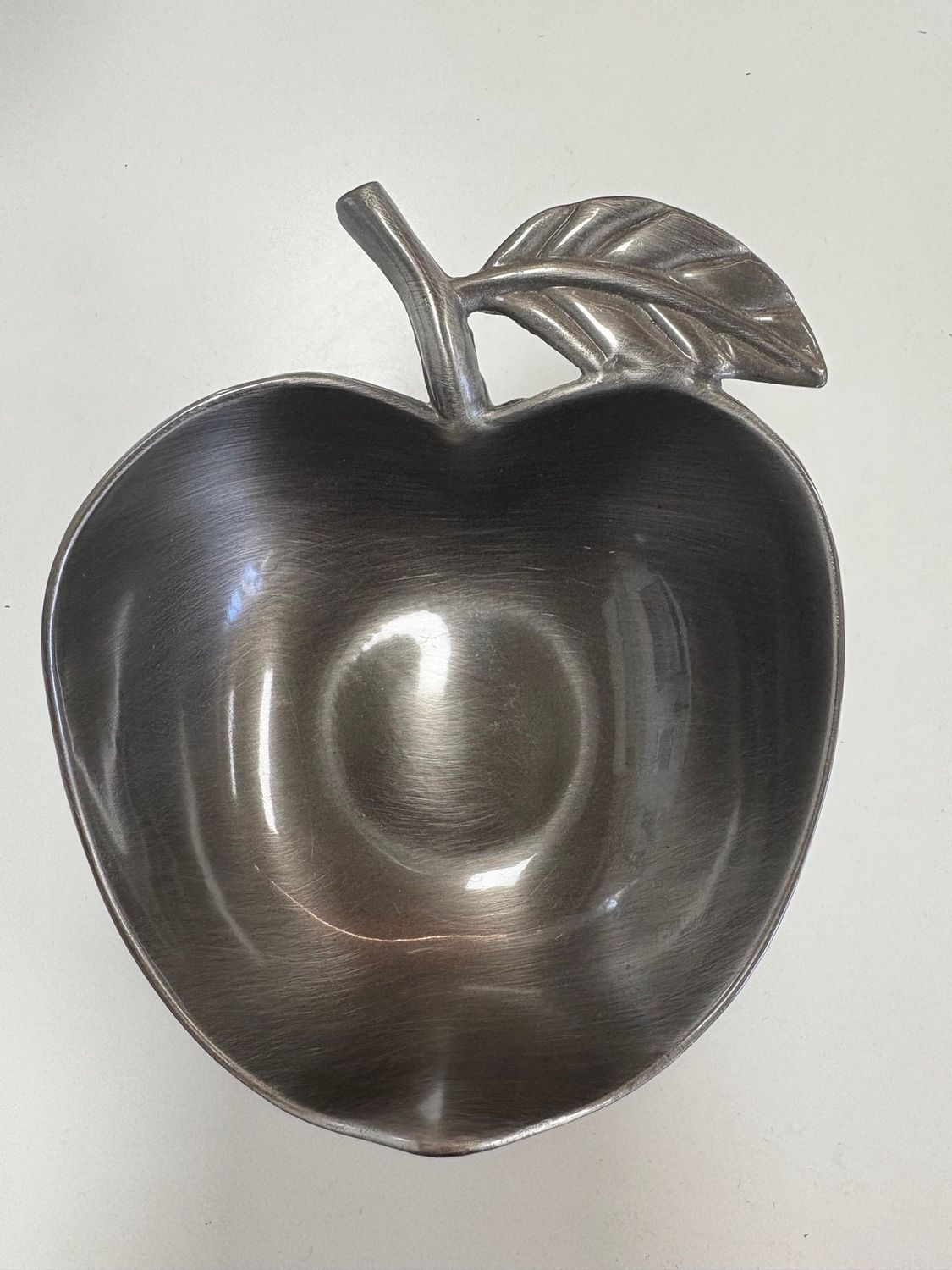 Apple-shaped Honey Dish with Spoon Pewter