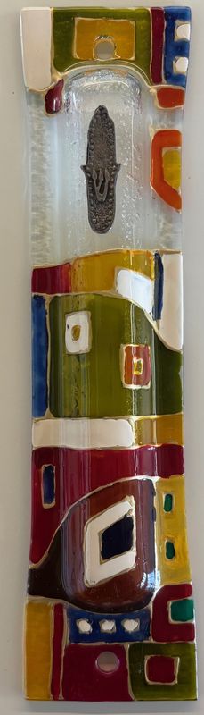 Mezuzah Smilansky Irina Glass Art bright