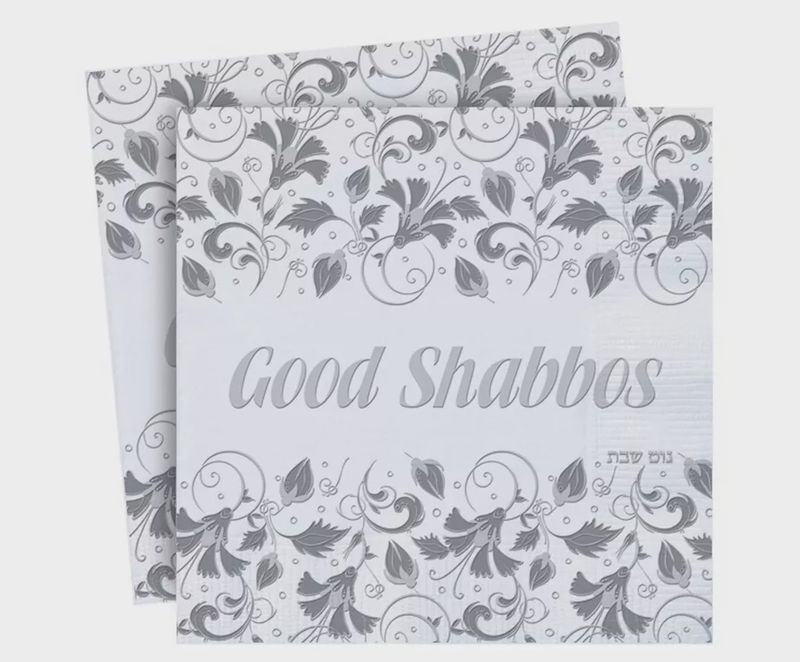 Serviettes Shabbat Shalom Silver Embossed
