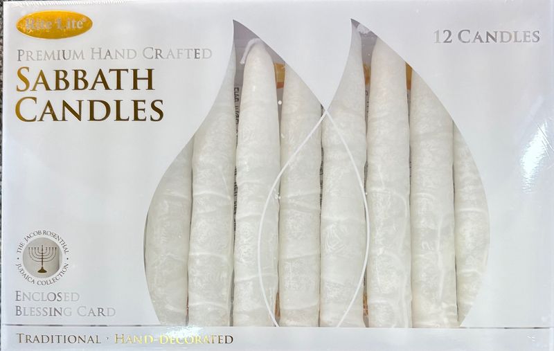 Candles Shabbat Handcrafted White
