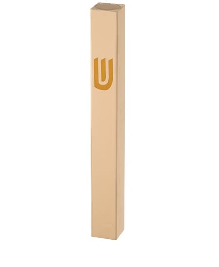 Mezuzah 10 cm - Aluminum  Shiny Gold, Printed &quot;SHIN&quot;