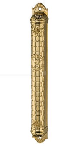 Mezuzah Gold Metal 12 cm with Kotel Ornaments