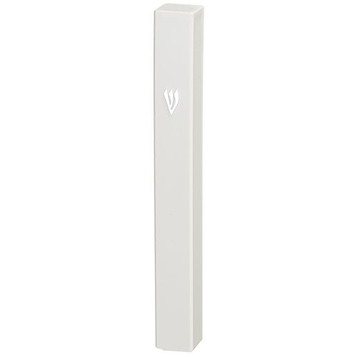 Mezuzah White Plastic with Cork 12cm
