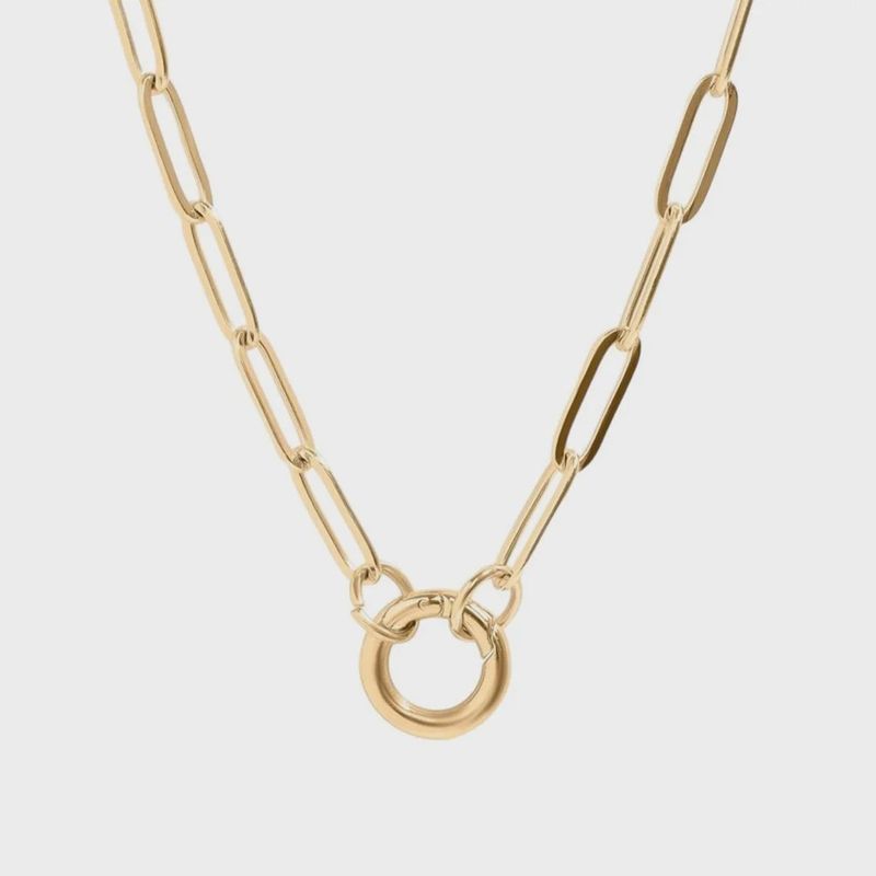 Necklace Paperclip Charm Keeper Gold