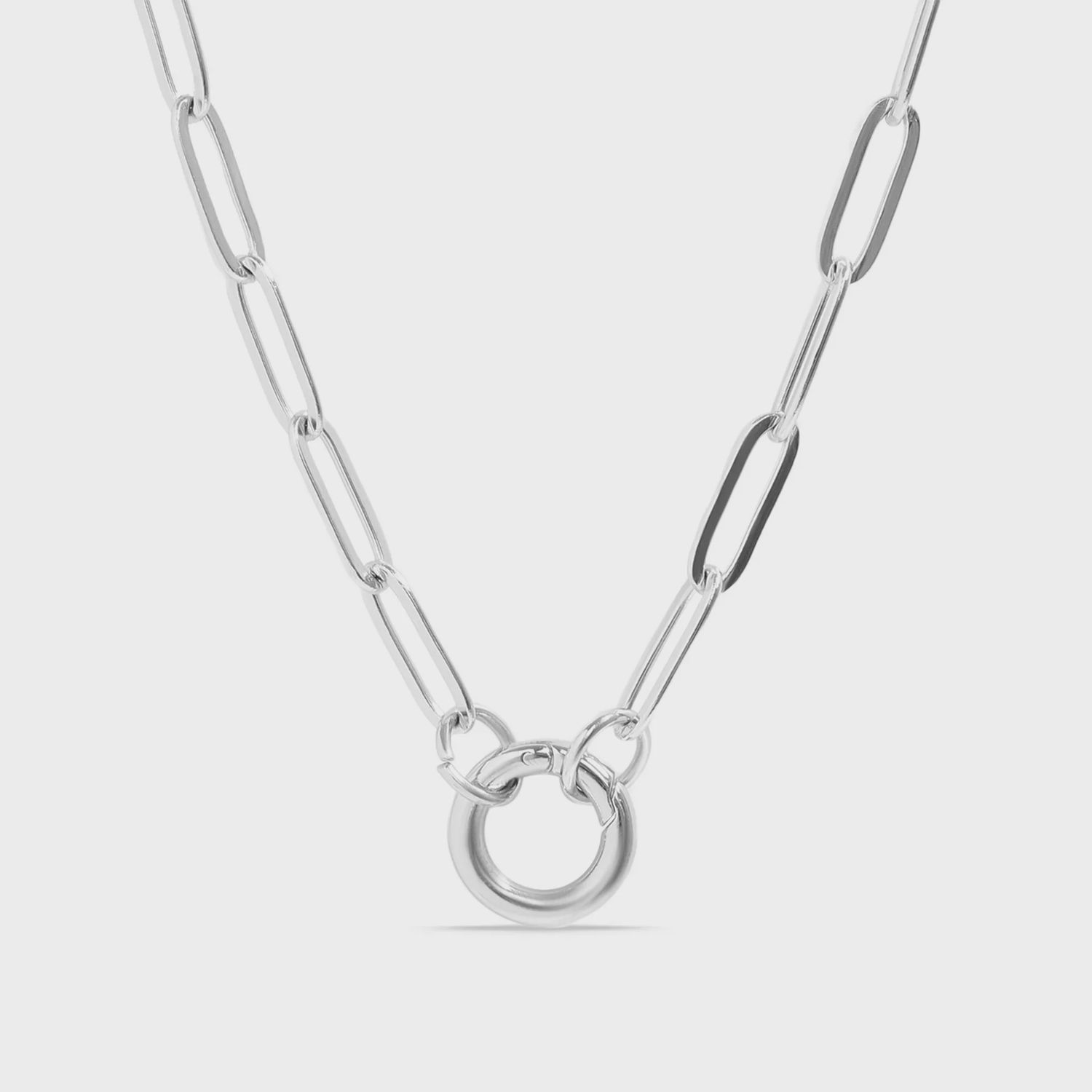 Necklace Paperclip Charm Keeper Silver