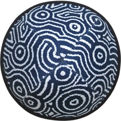Kippah Aboriginal Design Blue &amp; White