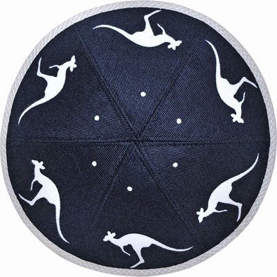Kippah Australiana Blue &amp; White Kangaroos