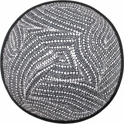 Kippah Aboriginal Design Black with White Dots