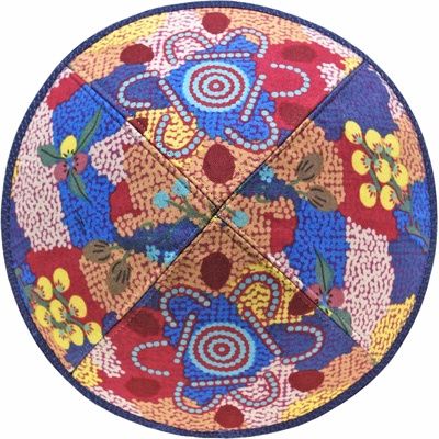 Kippah Aboriginal Blue, Yellow and Reds