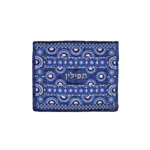 Tefillin Bag Full Embroidery Blue