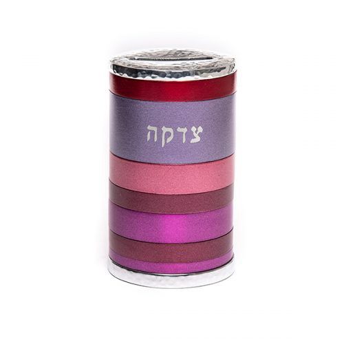 Tzedakah Box Maroon Rings