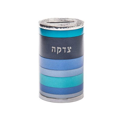 Tzedakah Box Blue Full Rings
