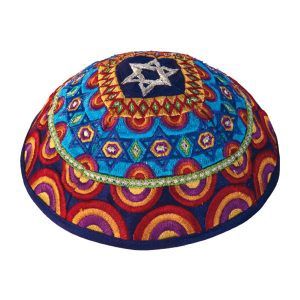 Kippah Embroidered Magen David Multicoloured