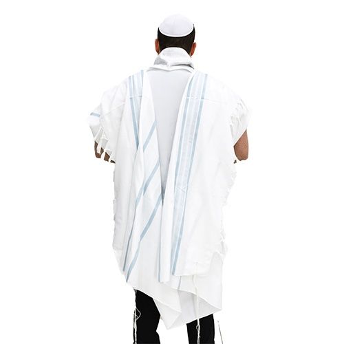 Tallis size 70  Acrylic White with Light Blue Stripes