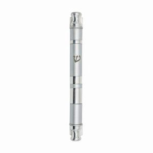 Mezuzah Wide Stripes Silver 10cm