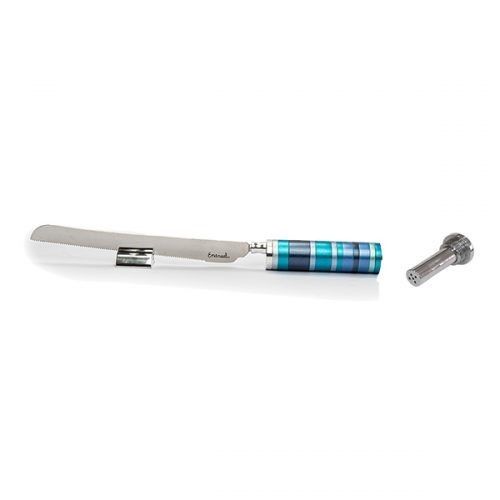 Challah Knife Rings and Salt - Blue