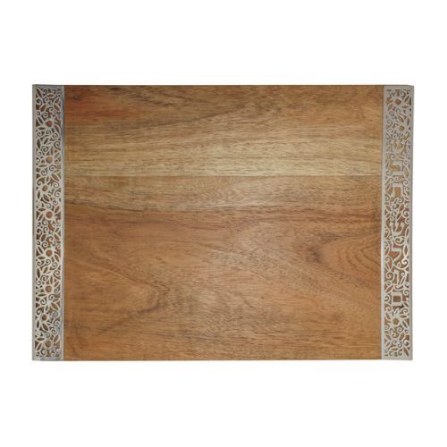 Challah Board Wood Metal Cutout Pomegranates