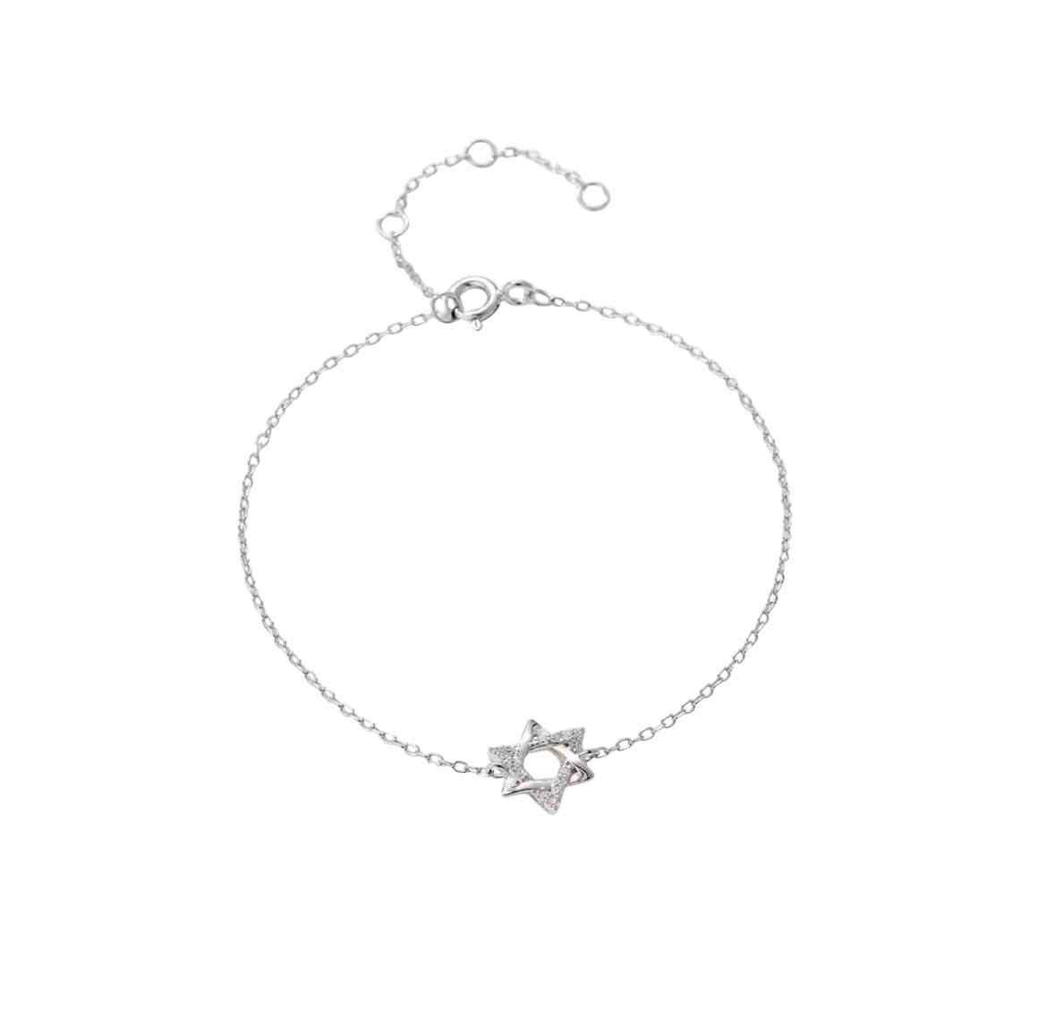 Bracelet Silver Small Magen David Diamante