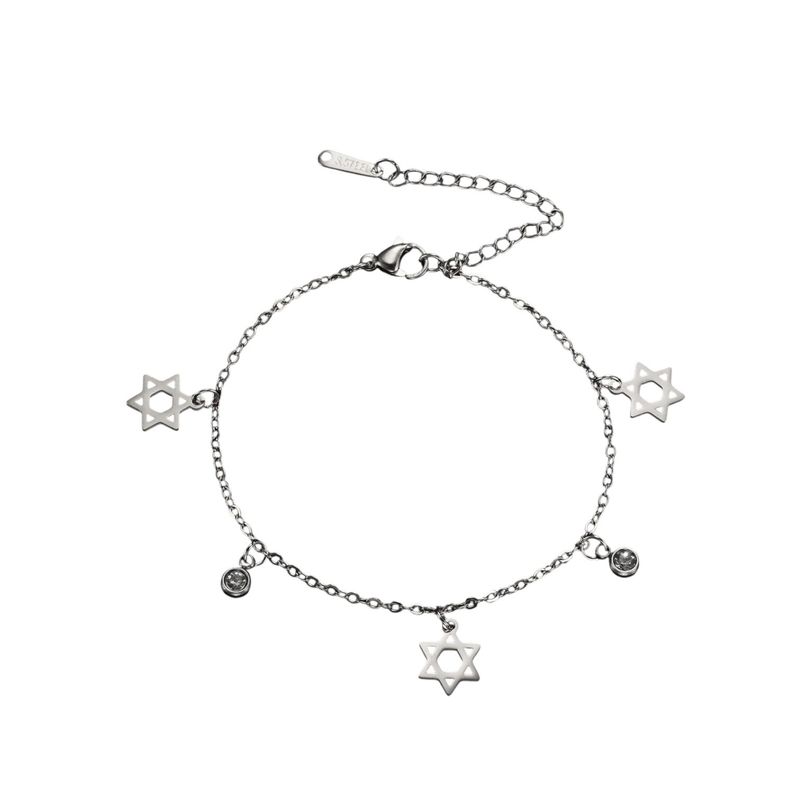 Bracelet  Silver Magen David &amp; Diamante Charms