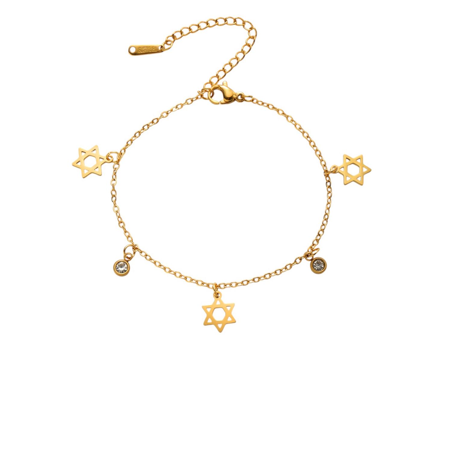Bracelet Gold Magen David &amp; Diamante Charms