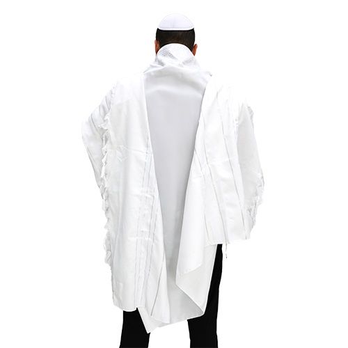 Tallis Size 60 White with Silver