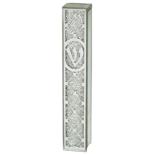 Mezuzah Glass Mirror with Stones 12 cm