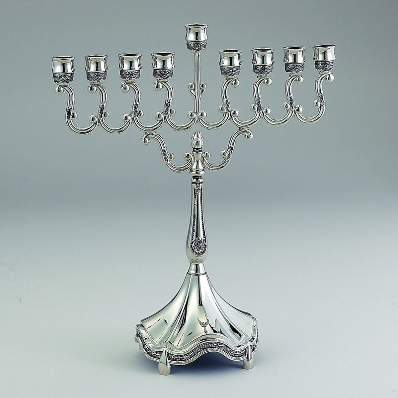 Menorah Curlicues Silvertone
