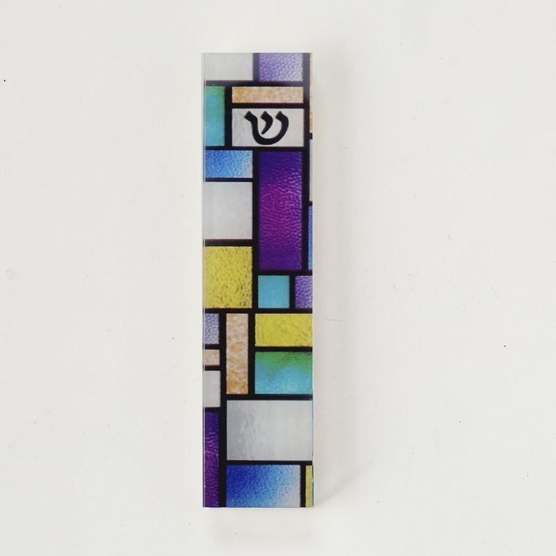 Mezuzah Glass "Stained Glass" 10cm