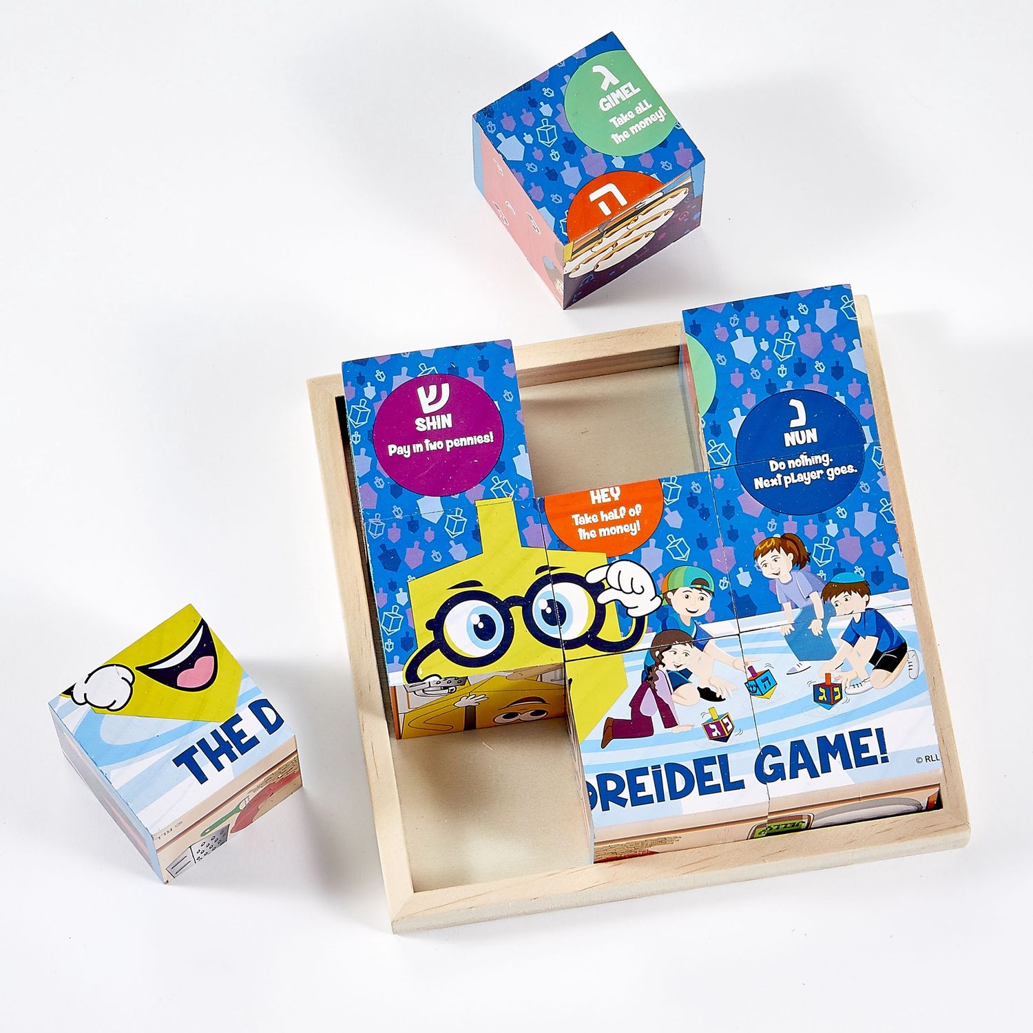 Channukah Puzzle Wood 9 Blocks