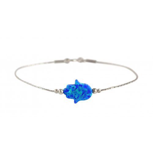 Bracelet Silver &amp; Blue Opal Hamsa