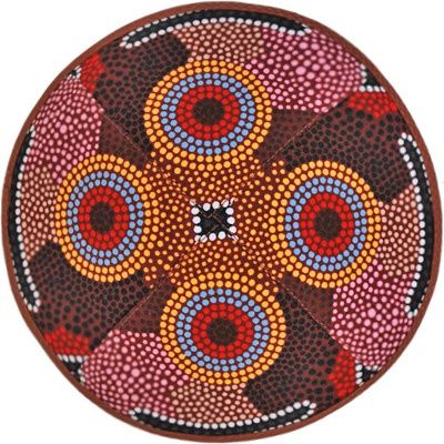Kippah Australiana Design Red &amp; Yellow with Boomerang