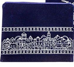 Tefillin Bag Velvet Blue with Silver Embroidery