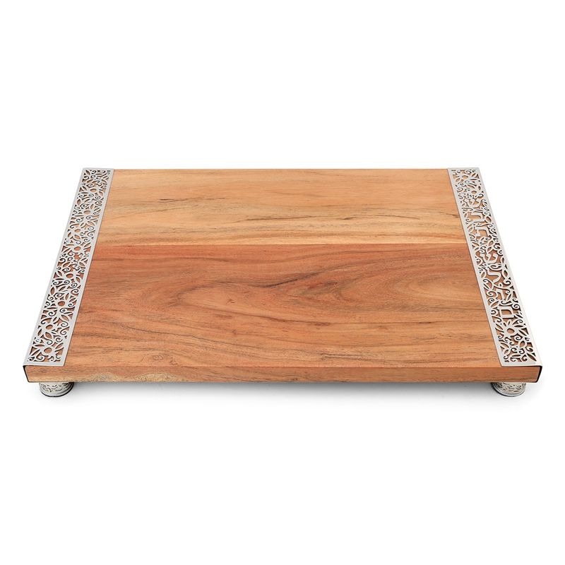 Challah Board Wood Filigree Cutout Pomegranates
