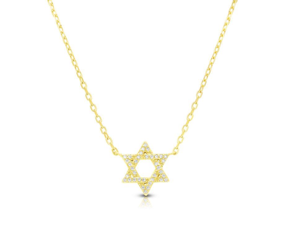 Gold Plated Sterling Silver Magen David with Zircons