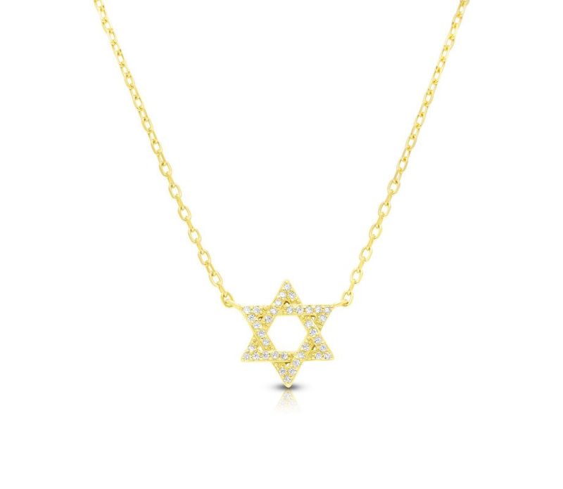 Gold Plated Sterling Silver Magen David with Zircons
