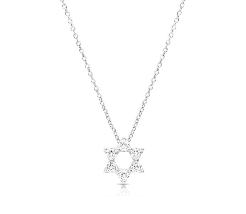 Necklace Silver Magen David 3D diamante