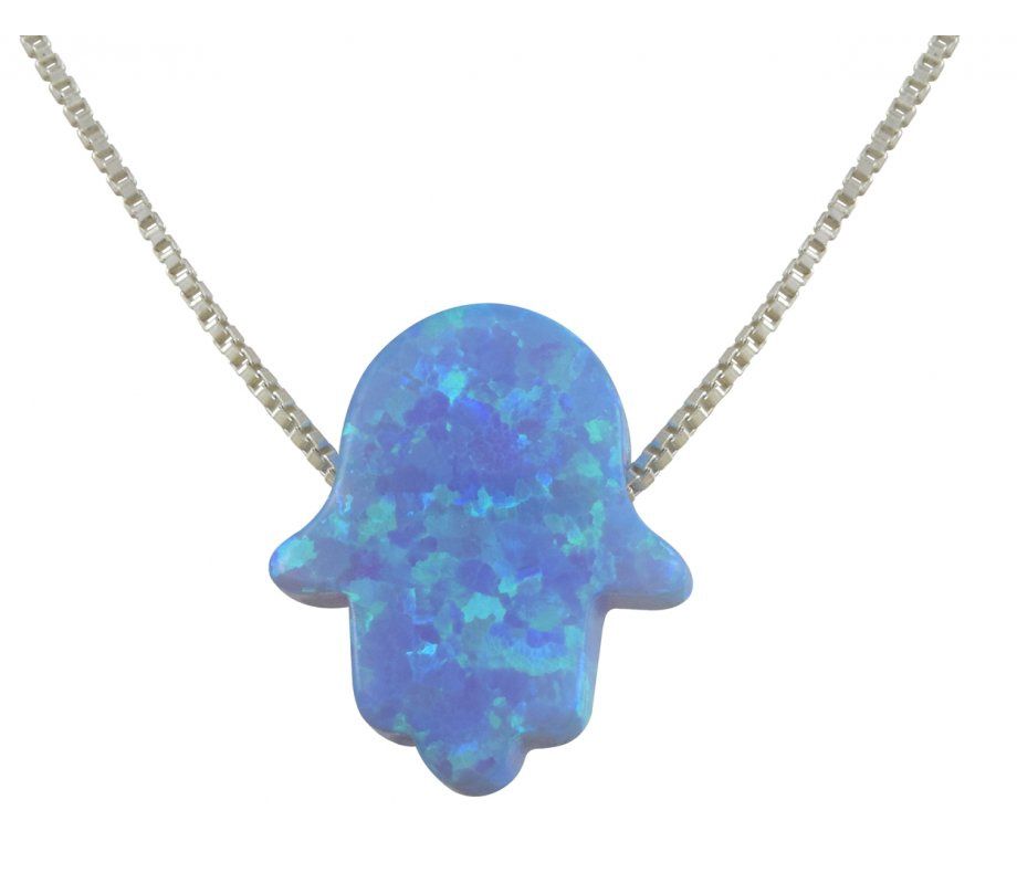 Necklace Blue Opal Hamsa