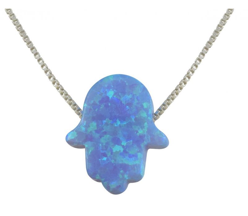 Necklace Blue Opal Hamsa