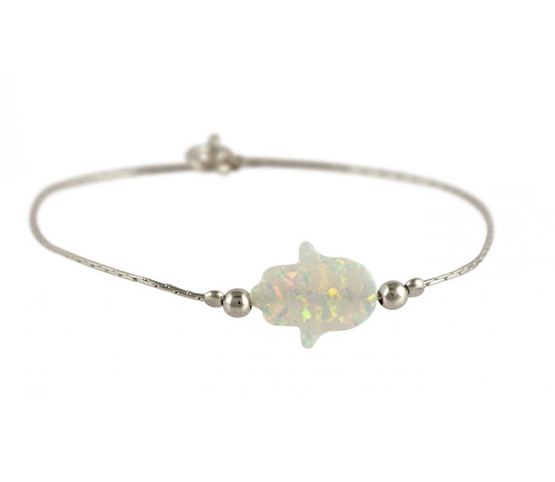 Bracelet Sterling Silver White Opal Hamsa
