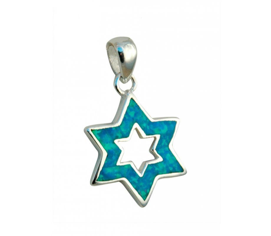 Necklace Sterling Silver &amp; Opal Magen David