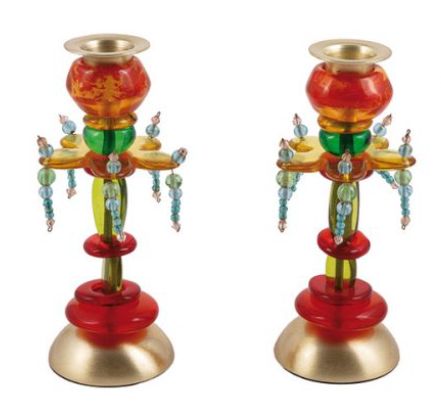 Candlesticks Orna Lalo  Polyresin Flowers 17cm